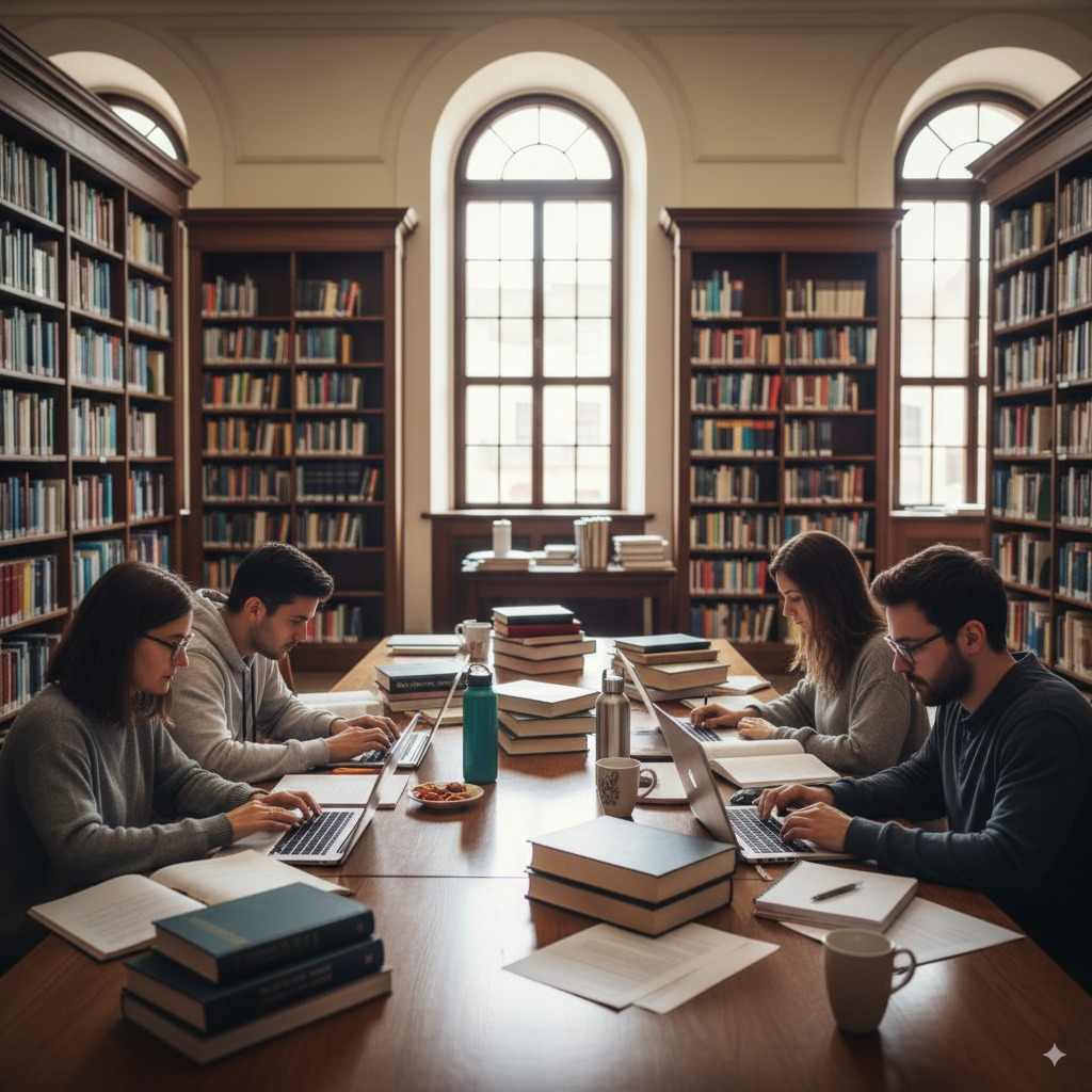 Étudiants en bibliothèque